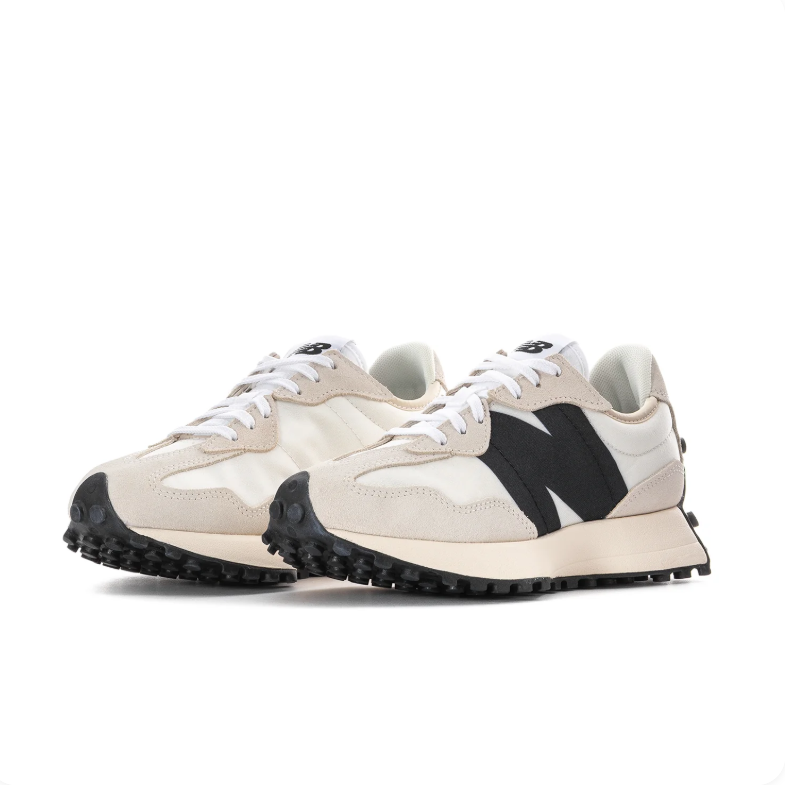 New Balance Sneakers – White and Light Gray with Black N Logo