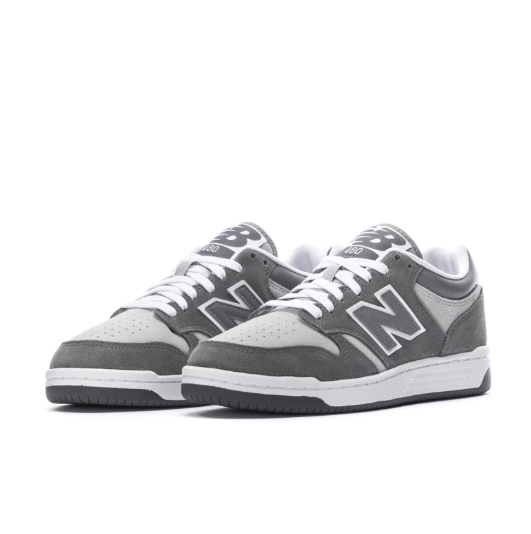 New Balance 480 Gray & White Low-Top Sneakers