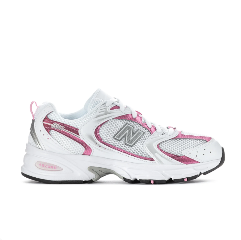 New Balance 530 White & Metallic Pink Sneakers