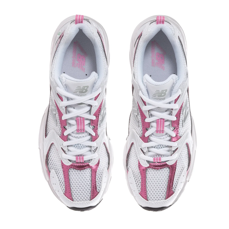 New Balance 530 White & Metallic Pink Sneakers