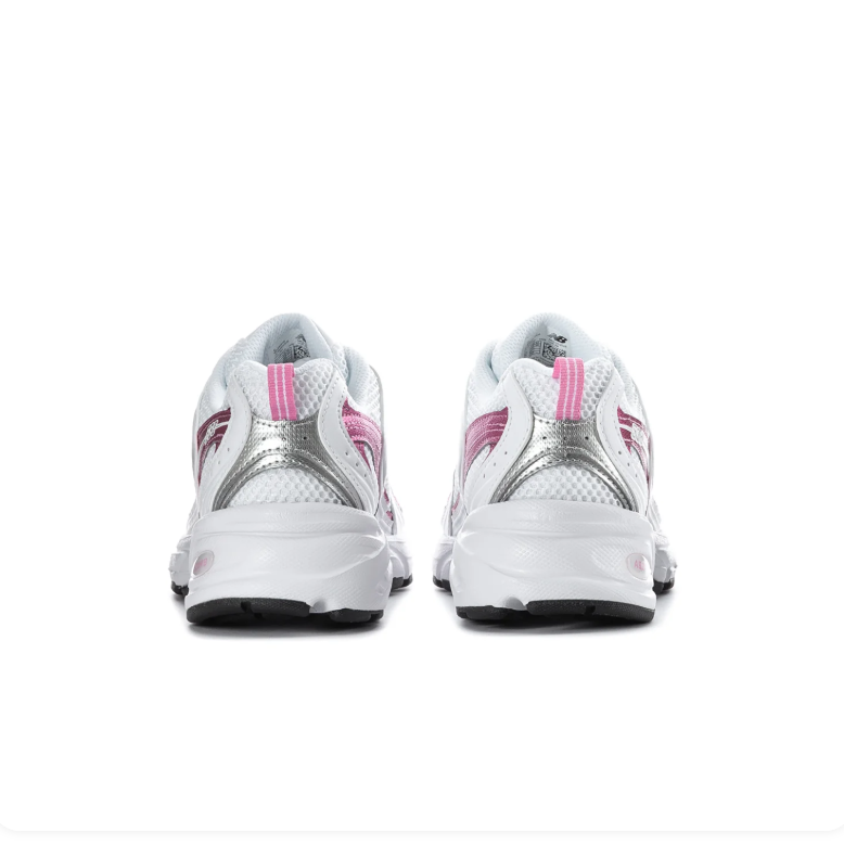 New Balance 530 White & Metallic Pink Sneakers