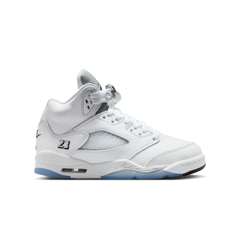 Jordan White High-Top Sneakers with Black Details & Icy-Blue Outsole