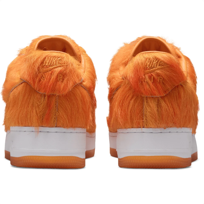 Nike Air Force 1 Orange Shaggy-Textured Low-Top Sneakers