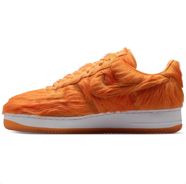 Nike Air Force 1 Orange Shaggy-Textured Low-Top Sneakers