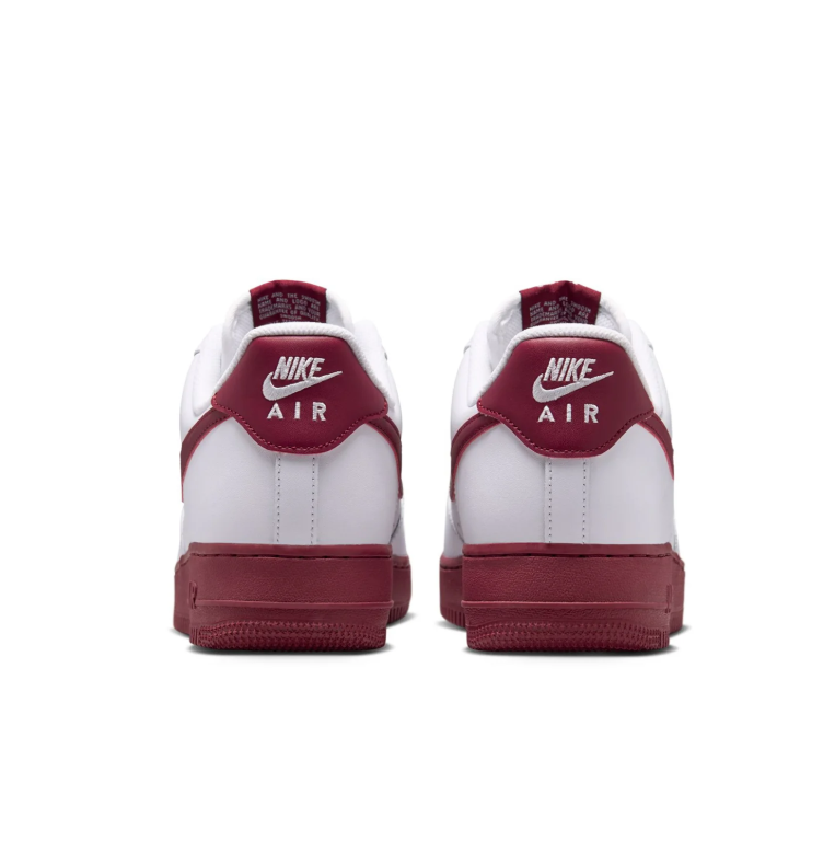 Nike Air Force 1 White and Burgundy Low-Top Sneakers