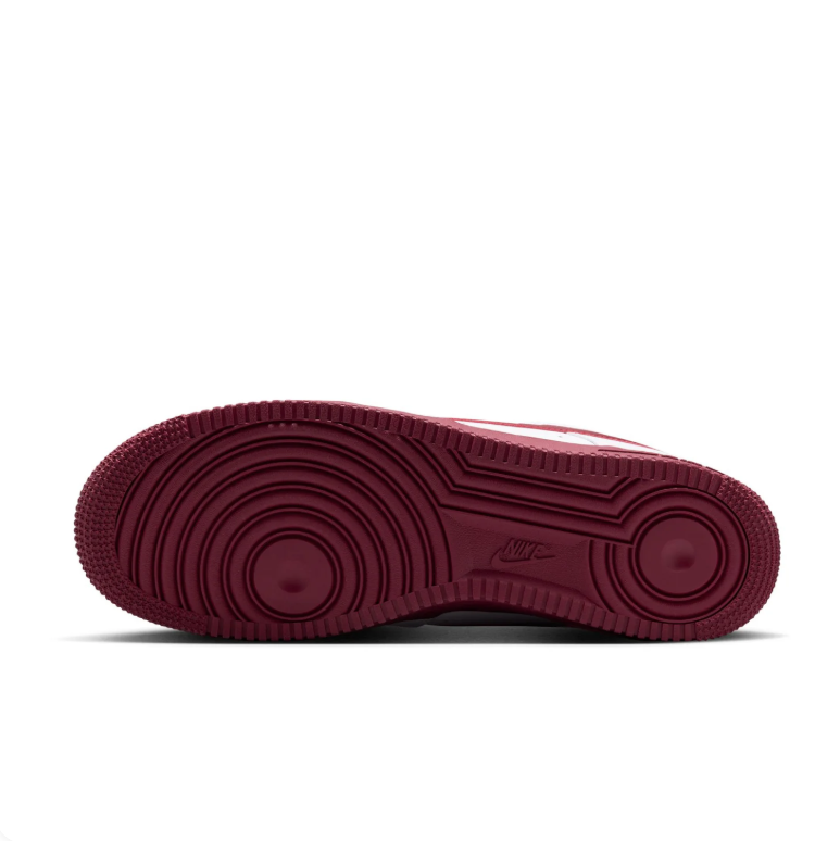 Nike Air Force 1 White and Burgundy Low-Top Sneakers