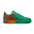 Nike Air Force 1 Green Low-Top Sneakers with Red and Orange Accents