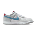 Nike Dunk Low Light Grey and Blue Sneakers with Red Accents