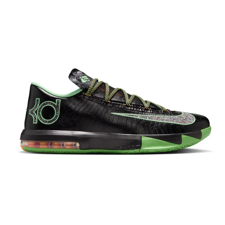 Nike KD 6 Black and Green Sneakers with Silver-Tone Swoosh