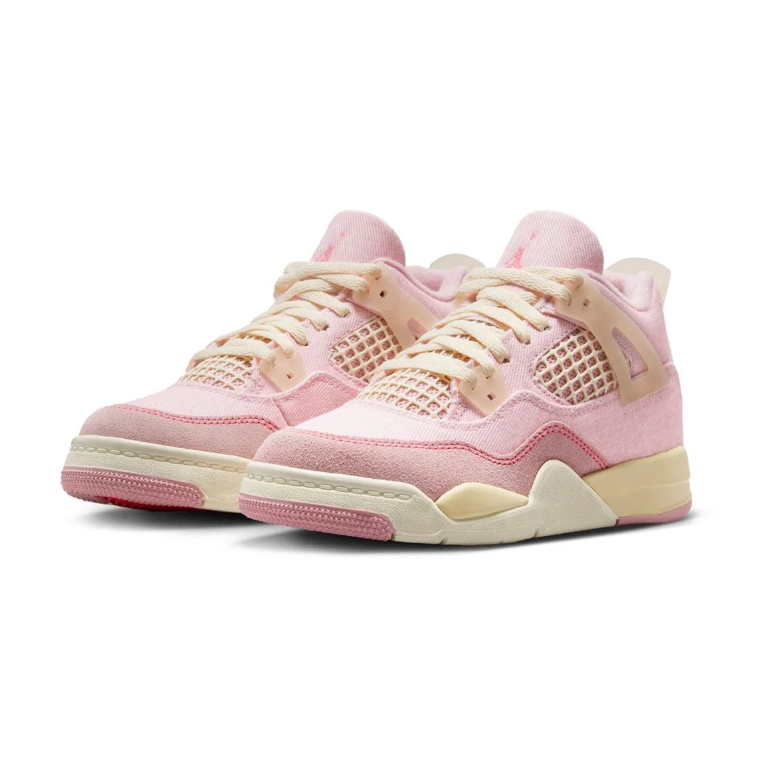 Pastel Pink and Cream Sneakers with Grid Panels