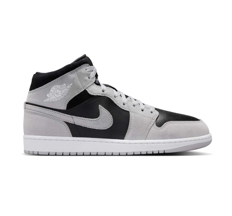 Air Jordan 1 Mid Black and Light Grey Sneakers