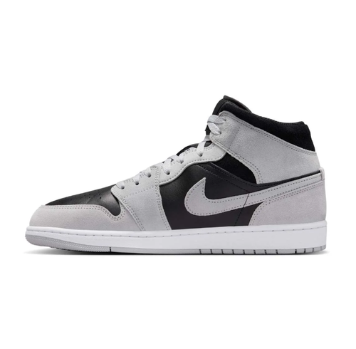 Air Jordan 1 Mid Black and Light Grey Sneakers
