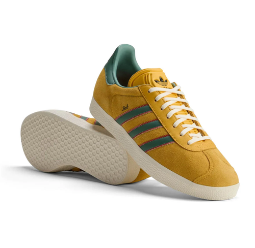adidas Yellow and Green Sneakers with Red-Trimmed Stripes