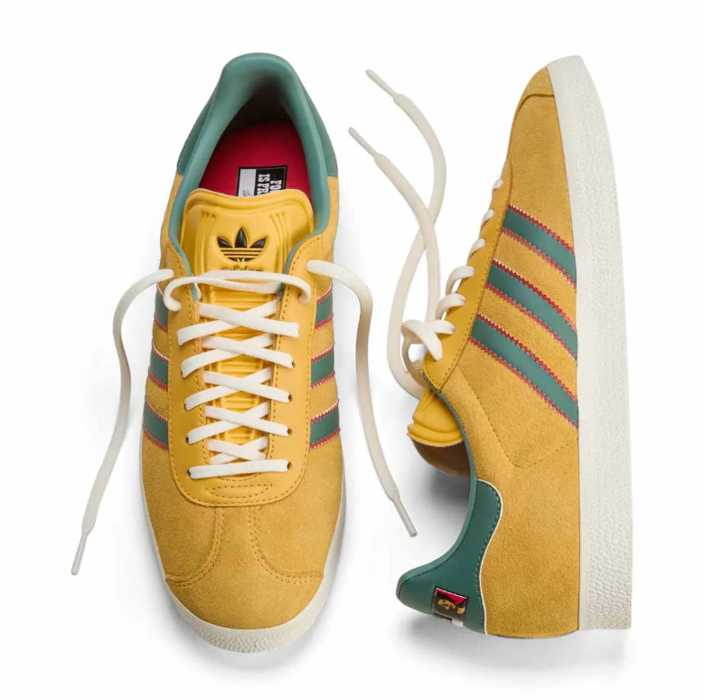 adidas Yellow and Green Sneakers with Red-Trimmed Stripes