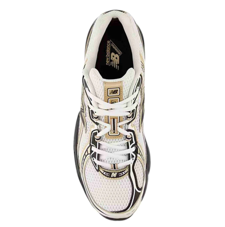 New Balance 530 White and Gold-Tone Sneakers with Black Sole