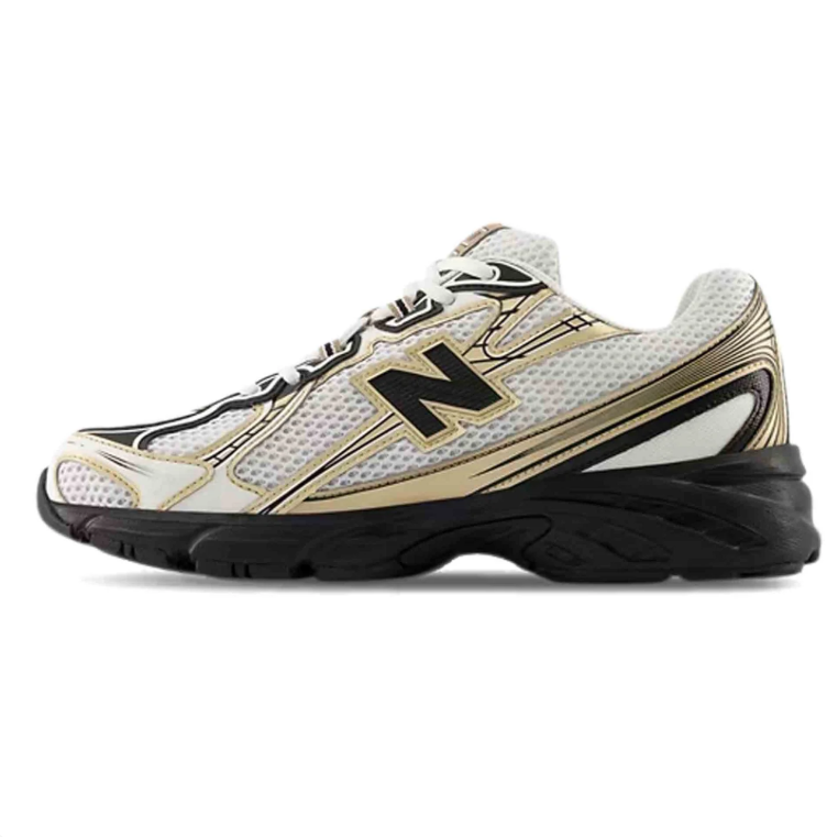 New Balance 530 White and Gold-Tone Sneakers with Black Sole