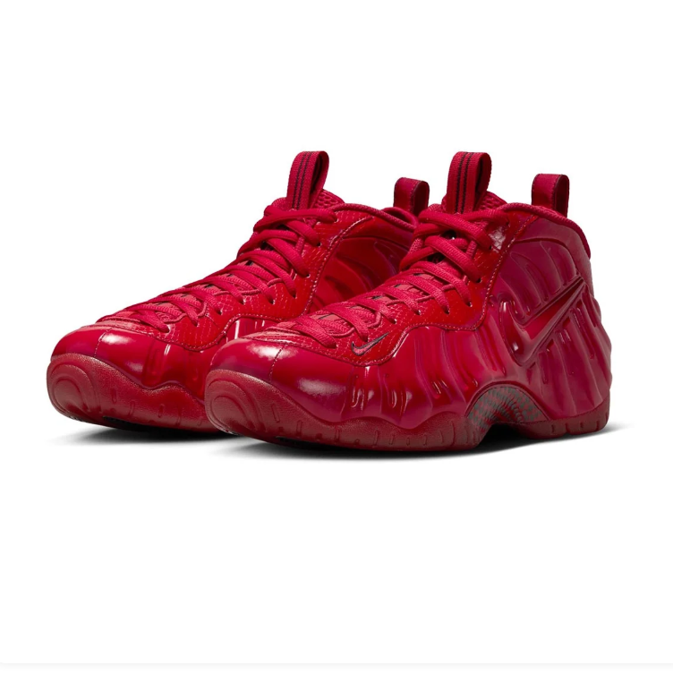 Nike Glossy Red Sneakers with Sculpted Upper and Tonal Swoosh