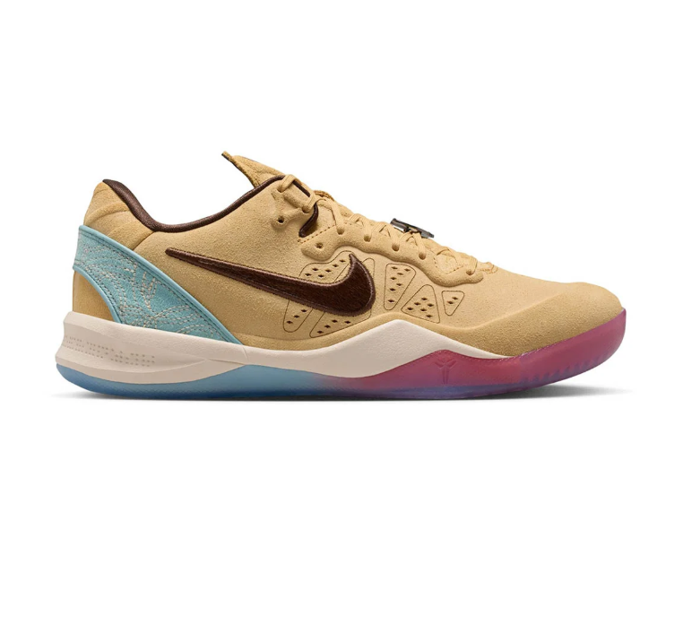 Nike Tan Low-Top Sneakers with Brown Swoosh and Multicolor Sole