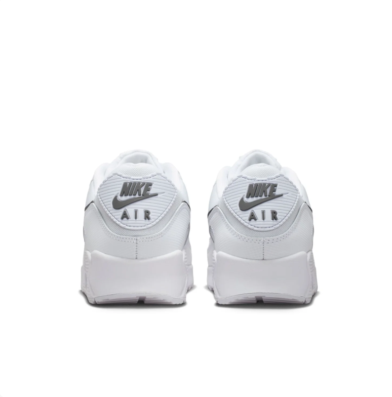 Nike Air Max White Sneakers with Dark Grey Swoosh and Visible Heel Window