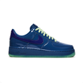 Nike Glossy Blue Low-Top Sneakers with Purple Swoosh and Mint Green Sole