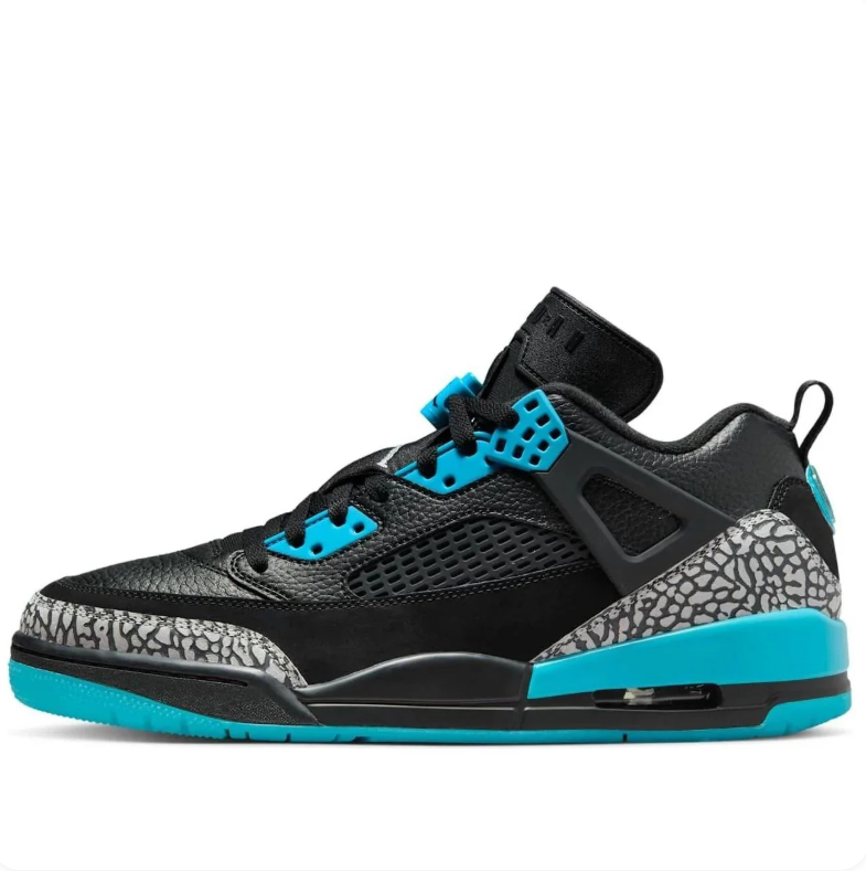Jordan Black and Turquoise Sneakers with Elephant-Print Panels