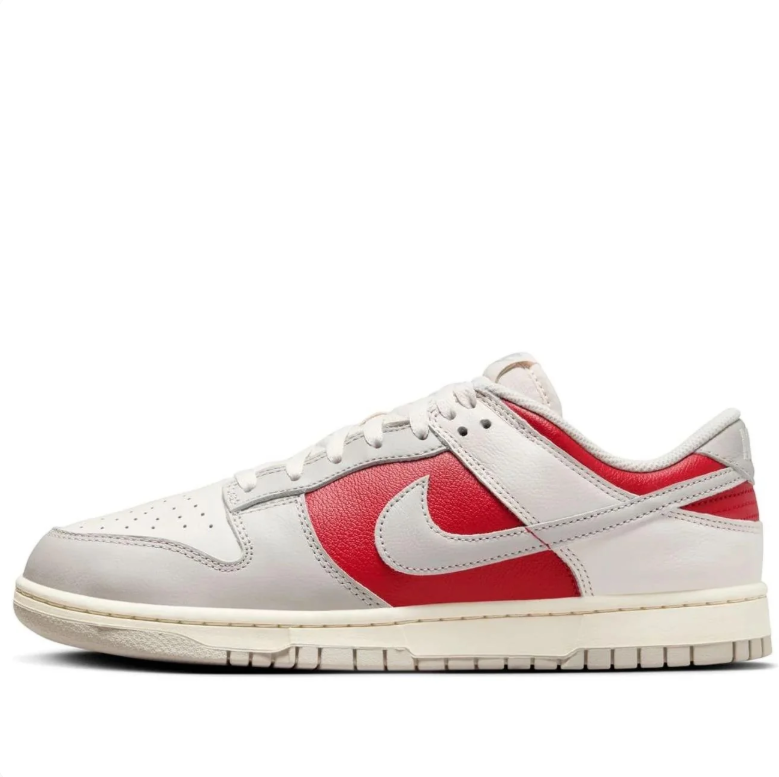 Nike Light Grey, Red and White Low-Top Sneakers with Cream Midsole