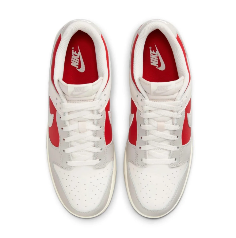 Nike Light Grey, Red and White Low-Top Sneakers with Cream Midsole