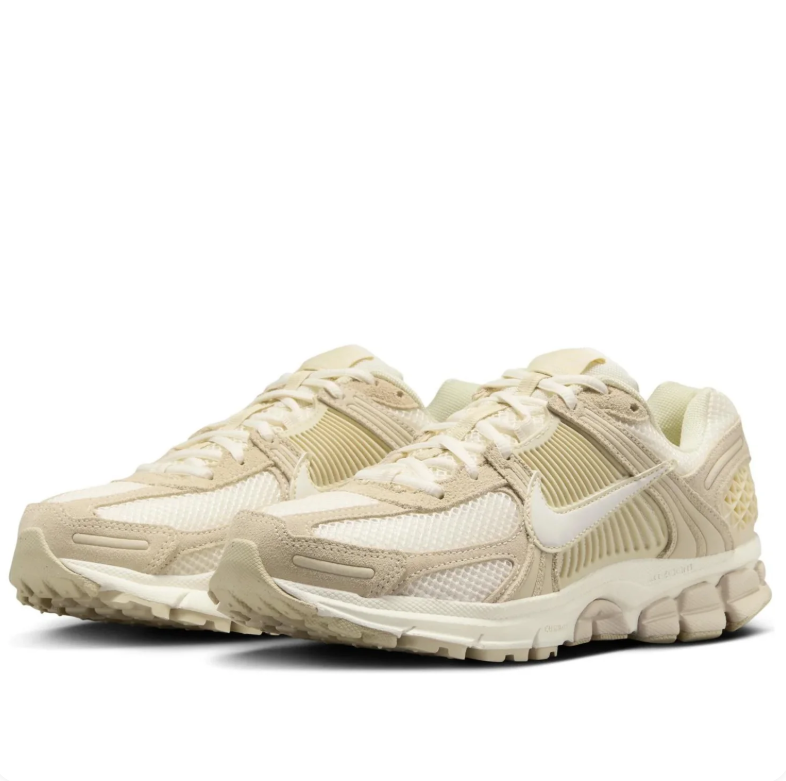 Nike Cream and Beige Sneakers with Ribbed Panels and Geometric Heel Details