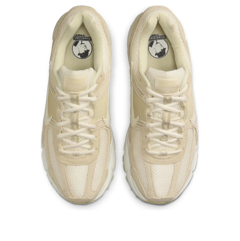 Nike Cream and Beige Sneakers with Ribbed Panels and Geometric Heel Details