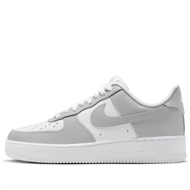 Nike White and Light Grey Low-Top Sneakers with Grey Swoosh