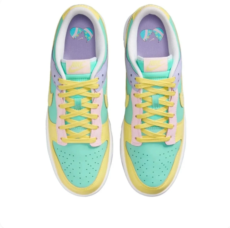 Nike Mint Green, Yellow and Lavender Low-Top Sneakers with Pink Accents