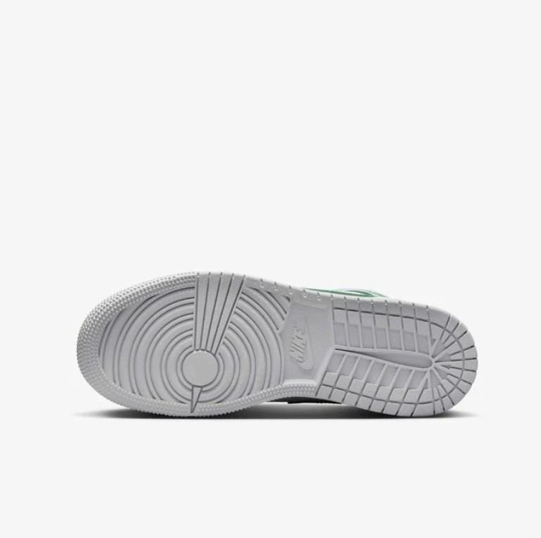Jordan White and Light Grey Mid-Top Sneakers with Green Accents