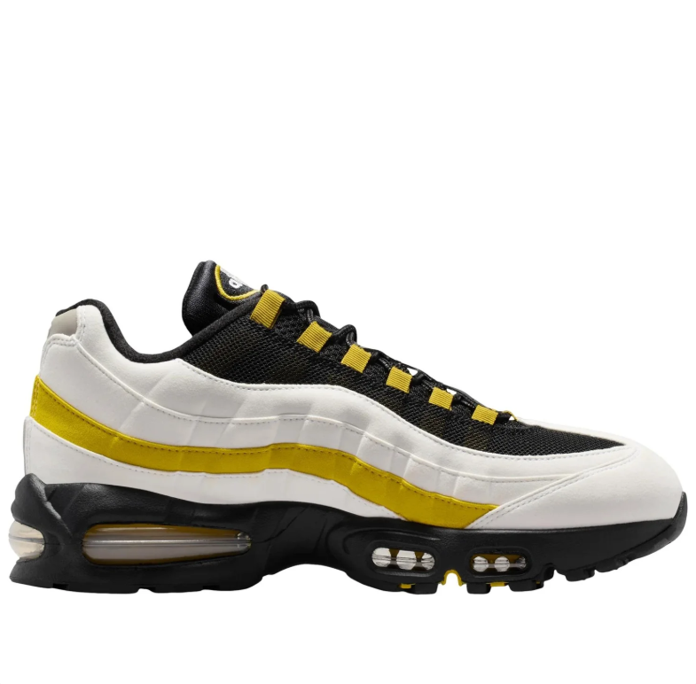 Nike Air Max White and Black Sneakers with Yellow Wave Panels