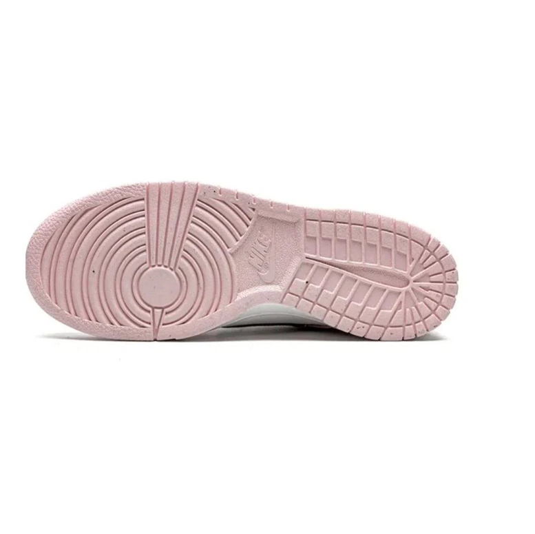 Nike White and Pale Pink Low-Top Sneakers with Burgundy Swoosh