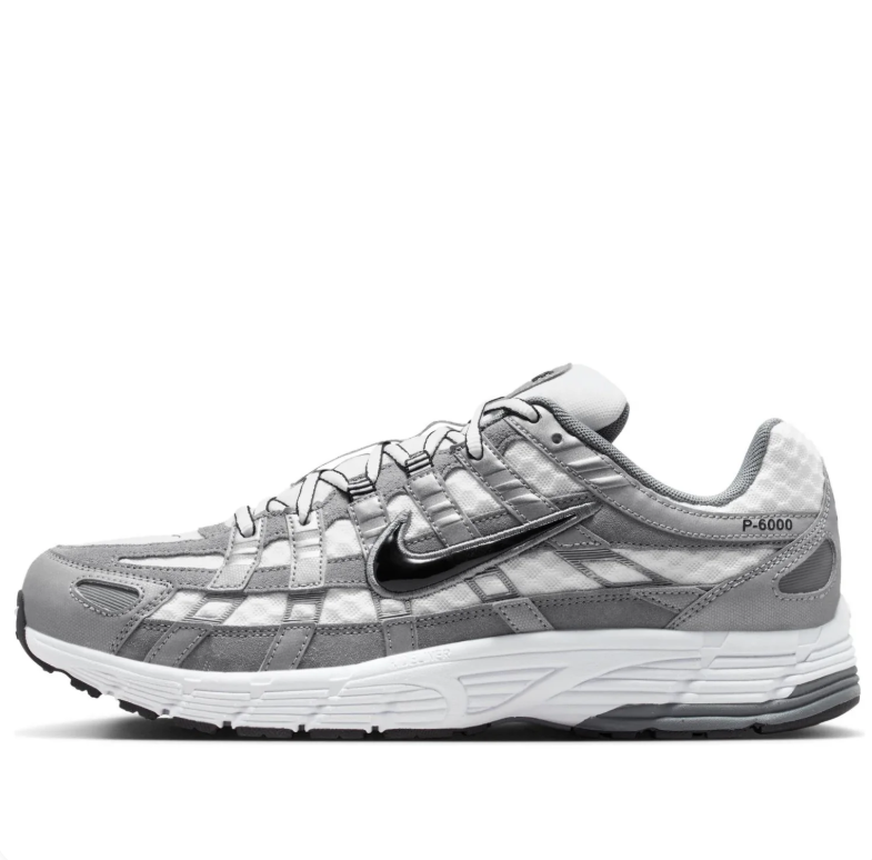 Nike P-6000 White and Silver-Grey Sneakers with Black Swoosh