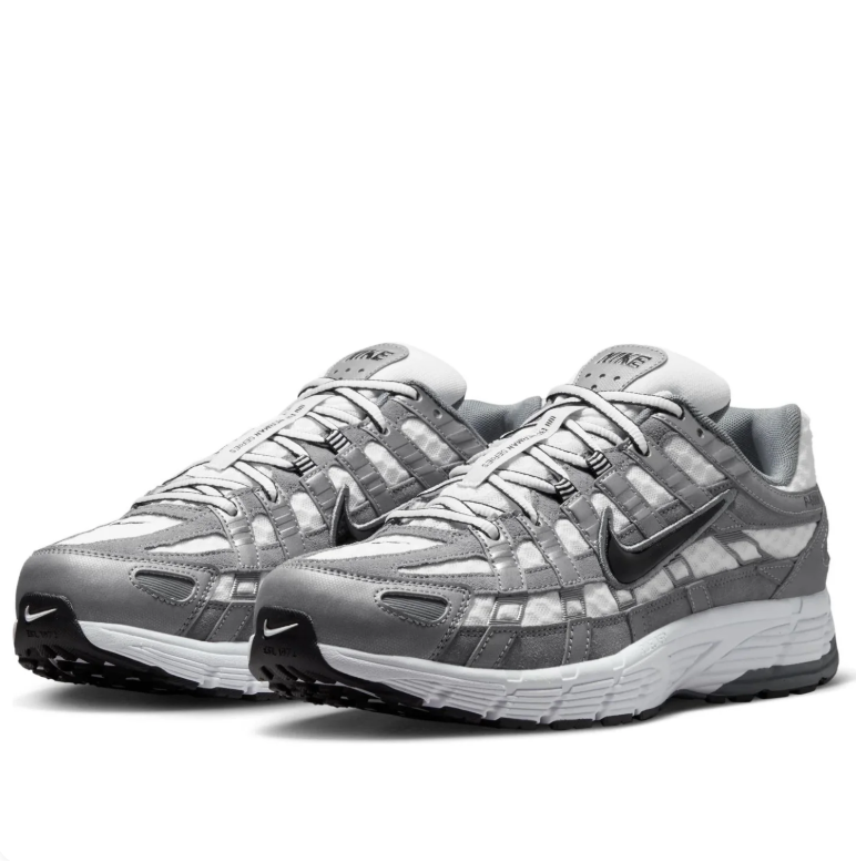 Nike P-6000 White and Silver-Grey Sneakers with Black Swoosh