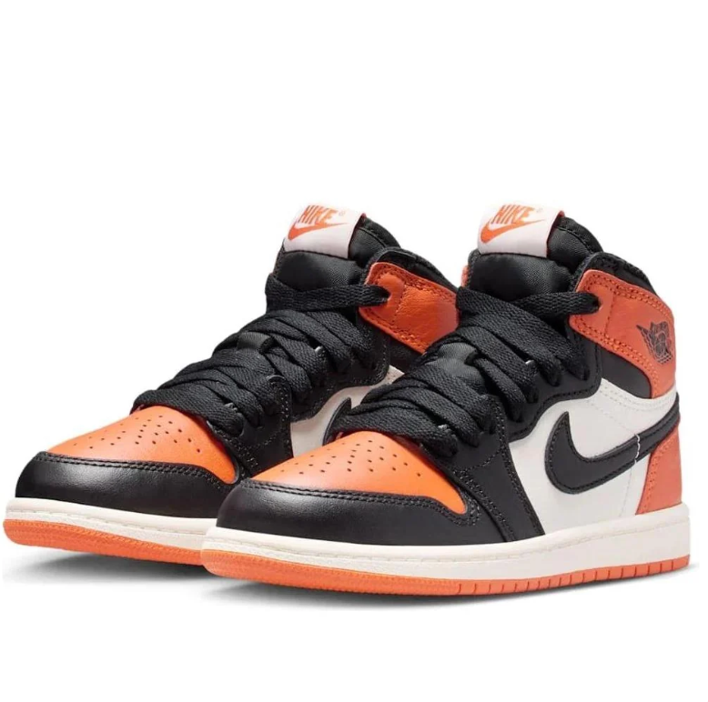 Jordan Orange, Black and Cream High-Top Sneakers with Black Swoosh