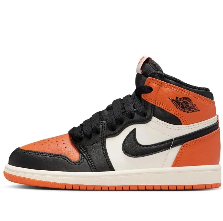 Jordan Orange, Black and Cream High-Top Sneakers with Black Swoosh