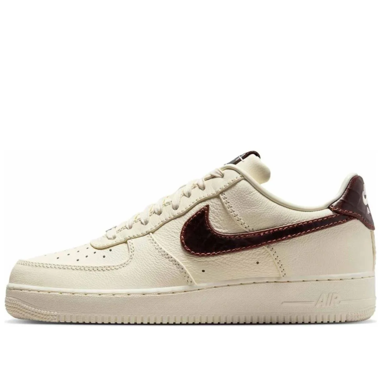 Nike Cream Low-Top Sneakers with Glossy Dark Brown Swoosh