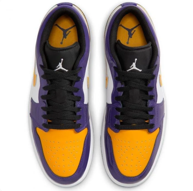 Jordan Purple, Gold and White Low-Top Sneakers