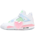 Jordan White Sneakers with Mint Green, Pastel Blue and Pink Details