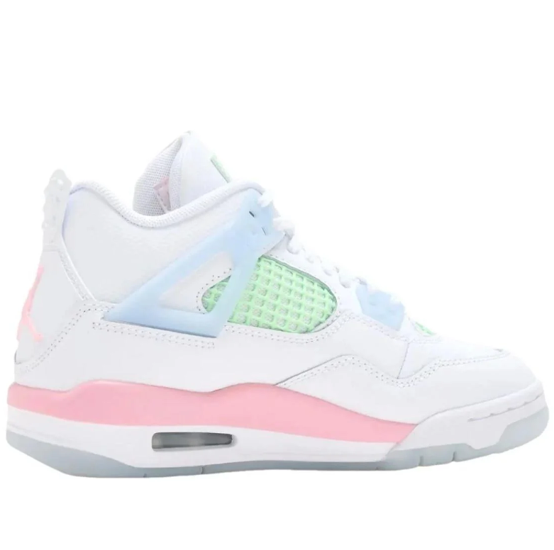 Jordan White Sneakers with Mint Green, Pastel Blue and Pink Details
