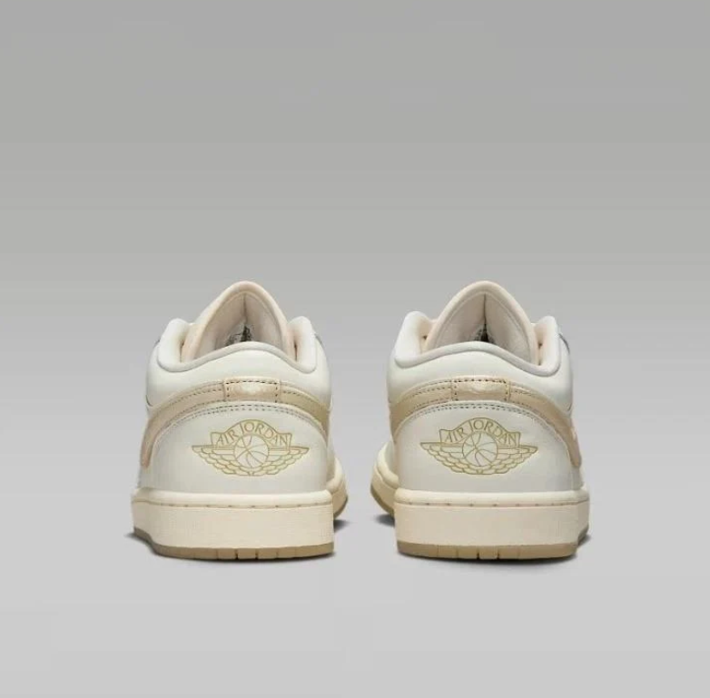 Jordan Off-White Low-Top Sneakers with Beige Swooshes and Gum-Tone Soles