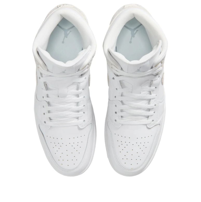 Jordan White High-Top Sneakers with Silver-Tone Accents and Pale Blue Details
