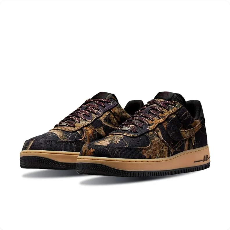 Nike Woodland-Pattern Low-Top Sneakers with Tan Midsoles