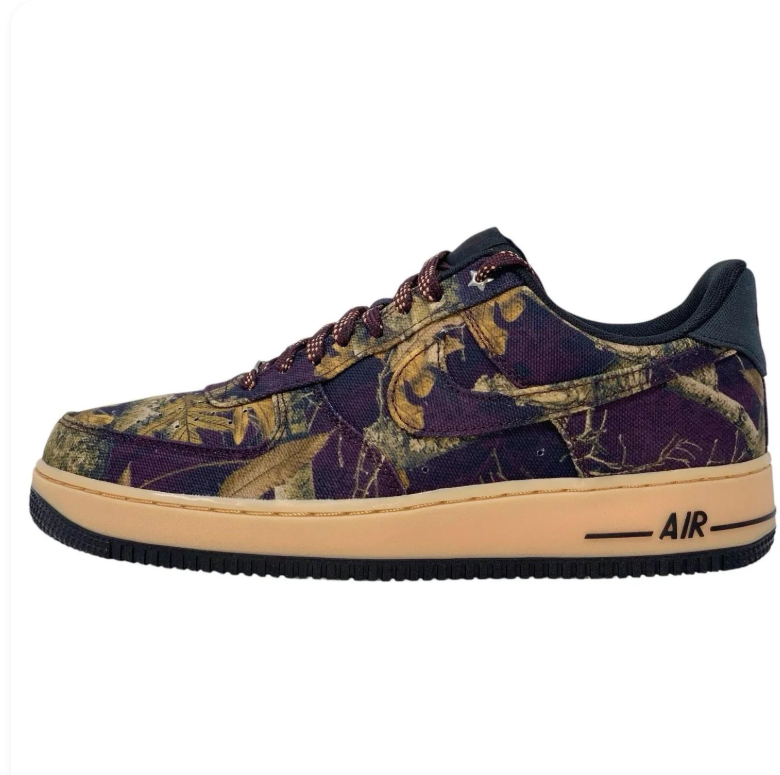 Nike Woodland-Pattern Low-Top Sneakers with Tan Midsoles