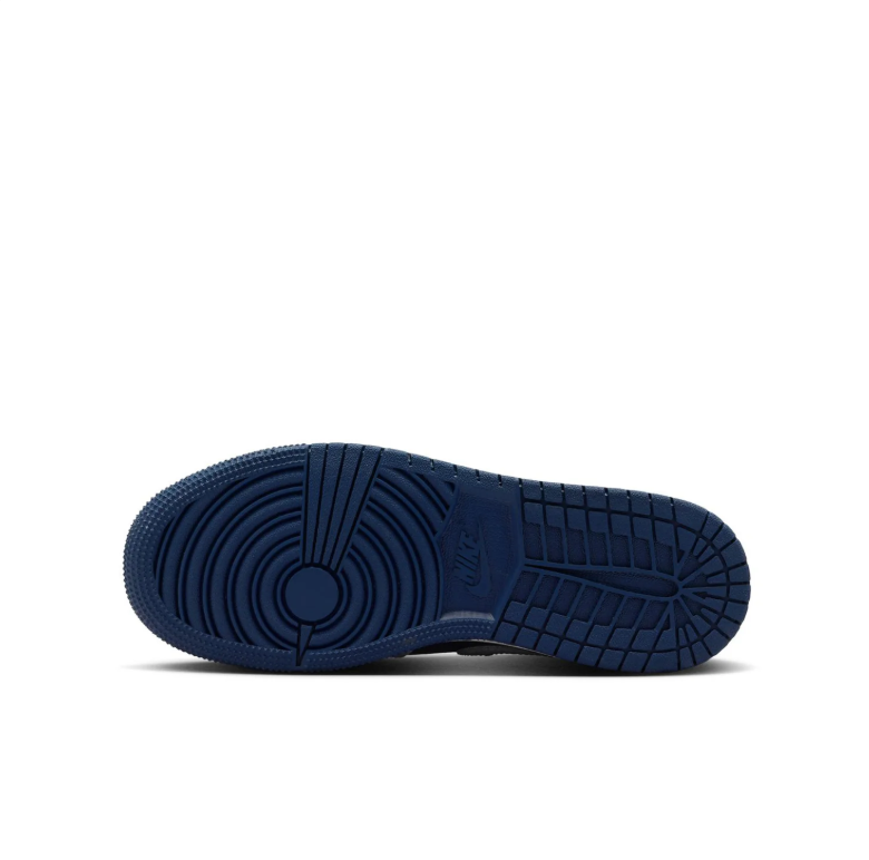 Jordan Navy Blue and Light Gray High-Top Sneakers with Red Jumpman Details